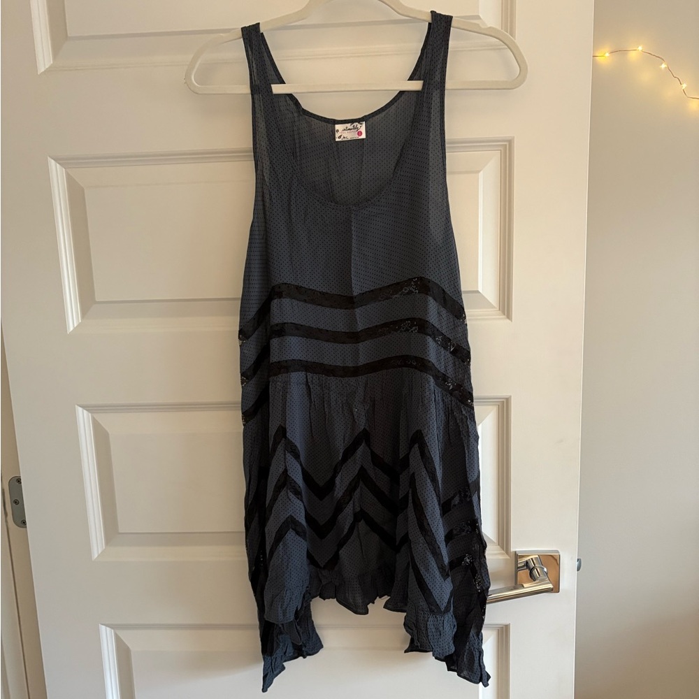 Free People Gray Polka Dot Slip Dress